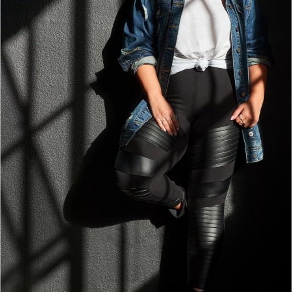 Torrid Black Mixed Moto Platinum Leggings New 4x - Picture 7 of 7